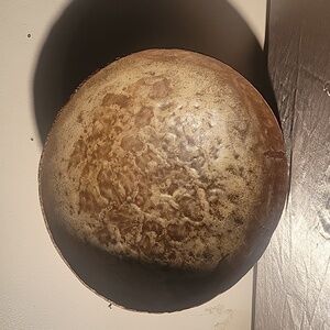 LARGE 15" Vintage Primitive Hand Hammered Metal Rolled Flattened Edge Bowl